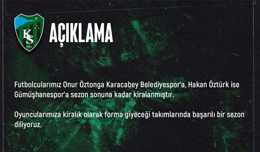 Kocaelispor’dan Hakan ve Onur açıklaması