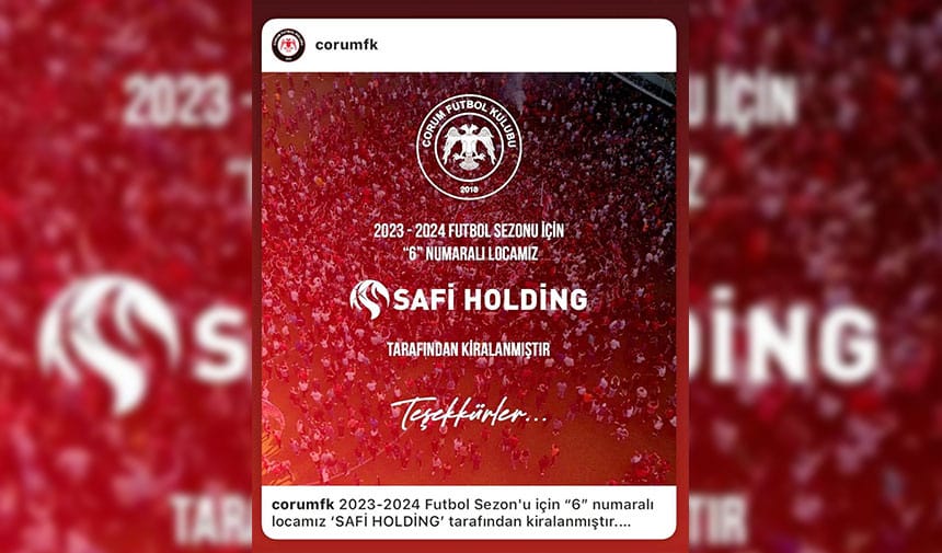 Safi Holding’ten Çorum FK’ya loca desteği