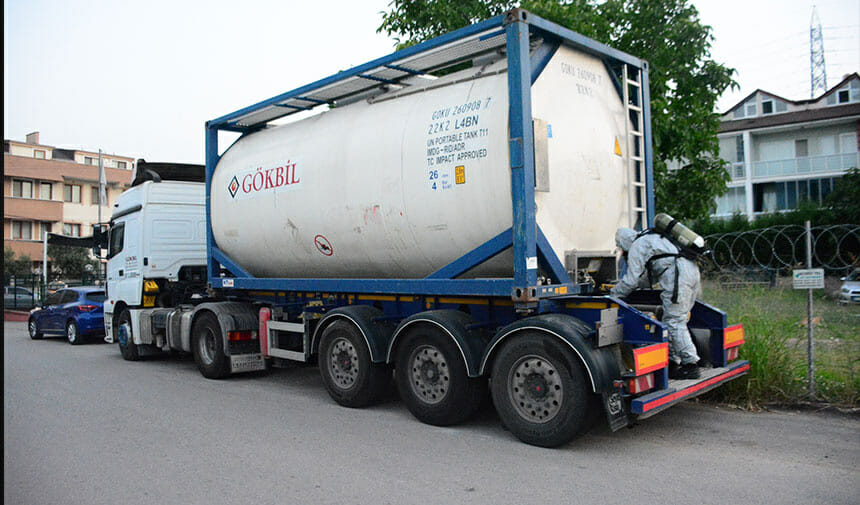 Tankerden gaz sızıntısı ve koku ihbarı AFAD ekiplerini harekete geçirdi