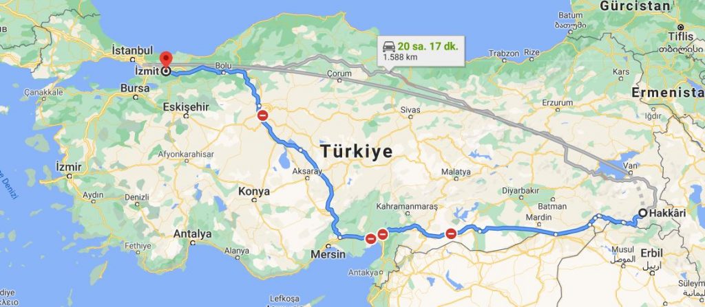 Kocaeli – Hakkari Arası Kaç Km, Kaç Saat Sürer? - Resim : 1