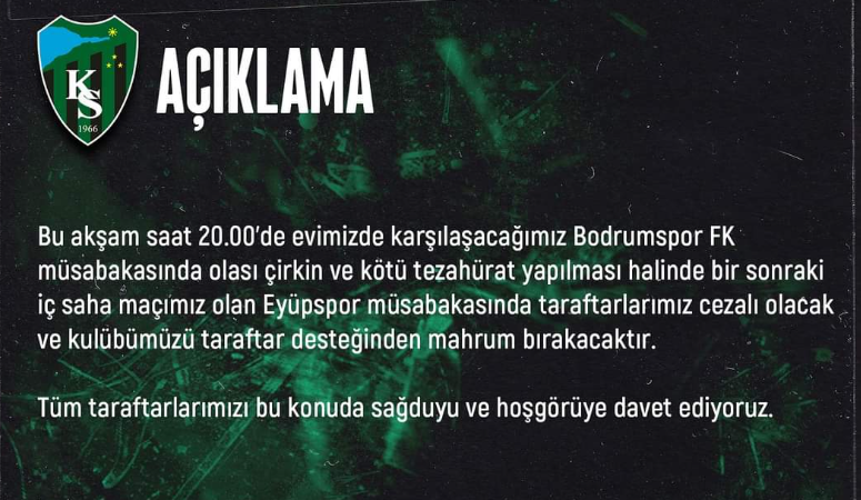 Kocaelispor'dan Bodrumspor maçı öncesi