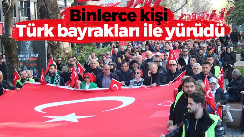 Binlerce kişi Türk Bayrakları ile yürüdü… Kocaeli teröre karşı tek yürek!