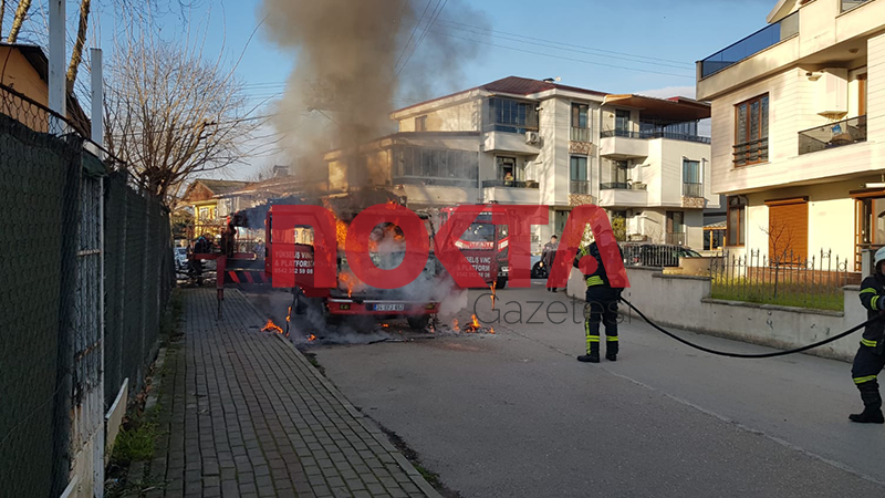 Sepetli vinç alev alev yandı - Resim : 2