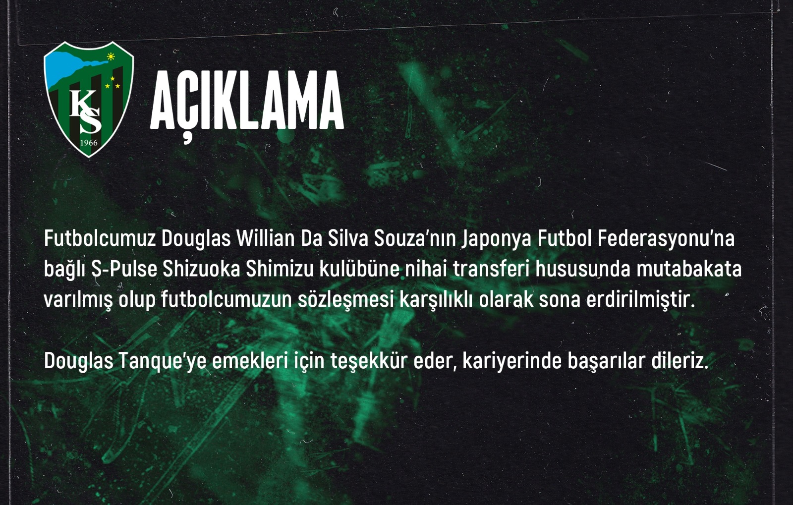 Kocaelispor, Tanque’ye teşekkür etti - Resim : 1