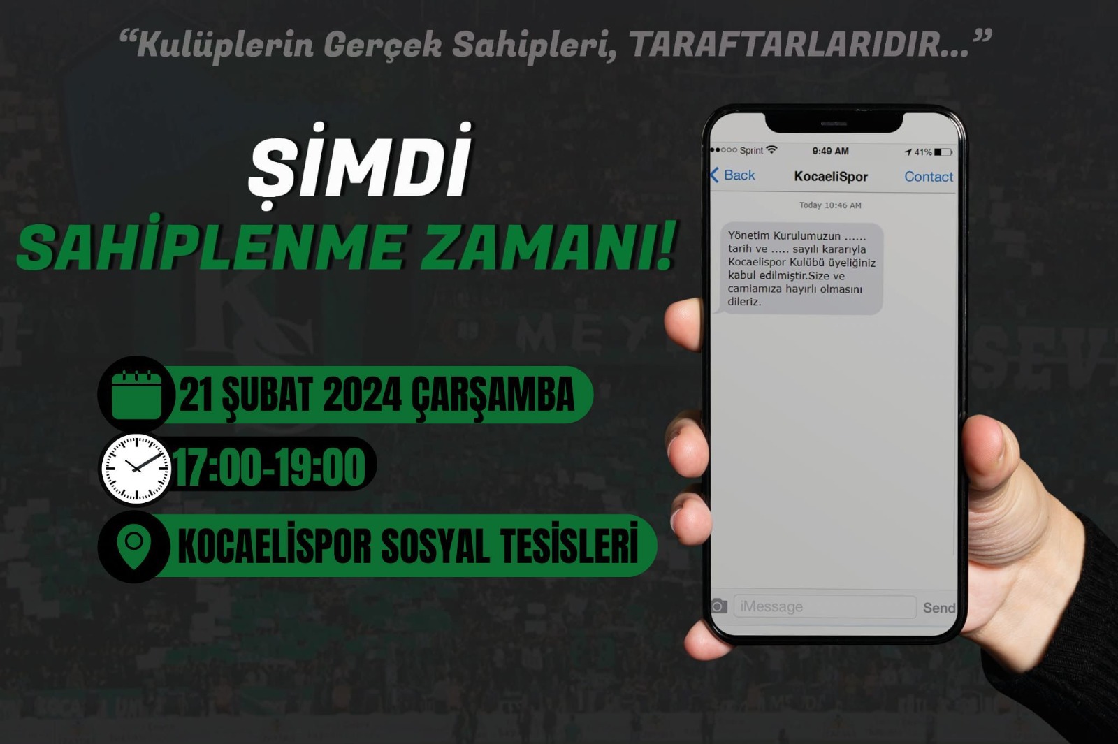 Yine uyarıyoruz! Kocaelispor’a üye olun! - Resim : 1