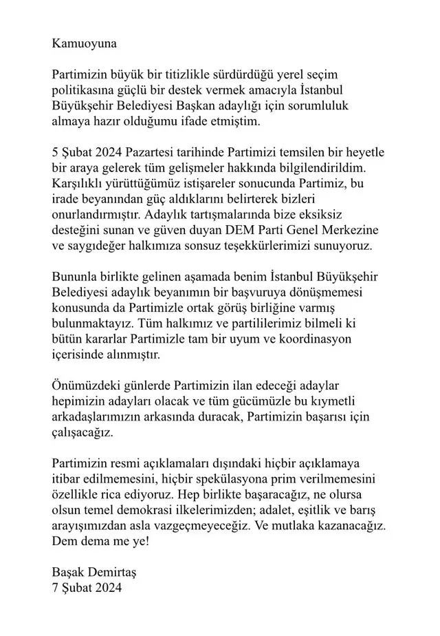 Başak Demirtaş adaylıktan çekildi mi, neden çekildi? Başak Demirtaş adaylıktan çekilme sebebi ne? DEM Parti neden Başak Demiraş'ı aday göstermiyor? - Resim : 1