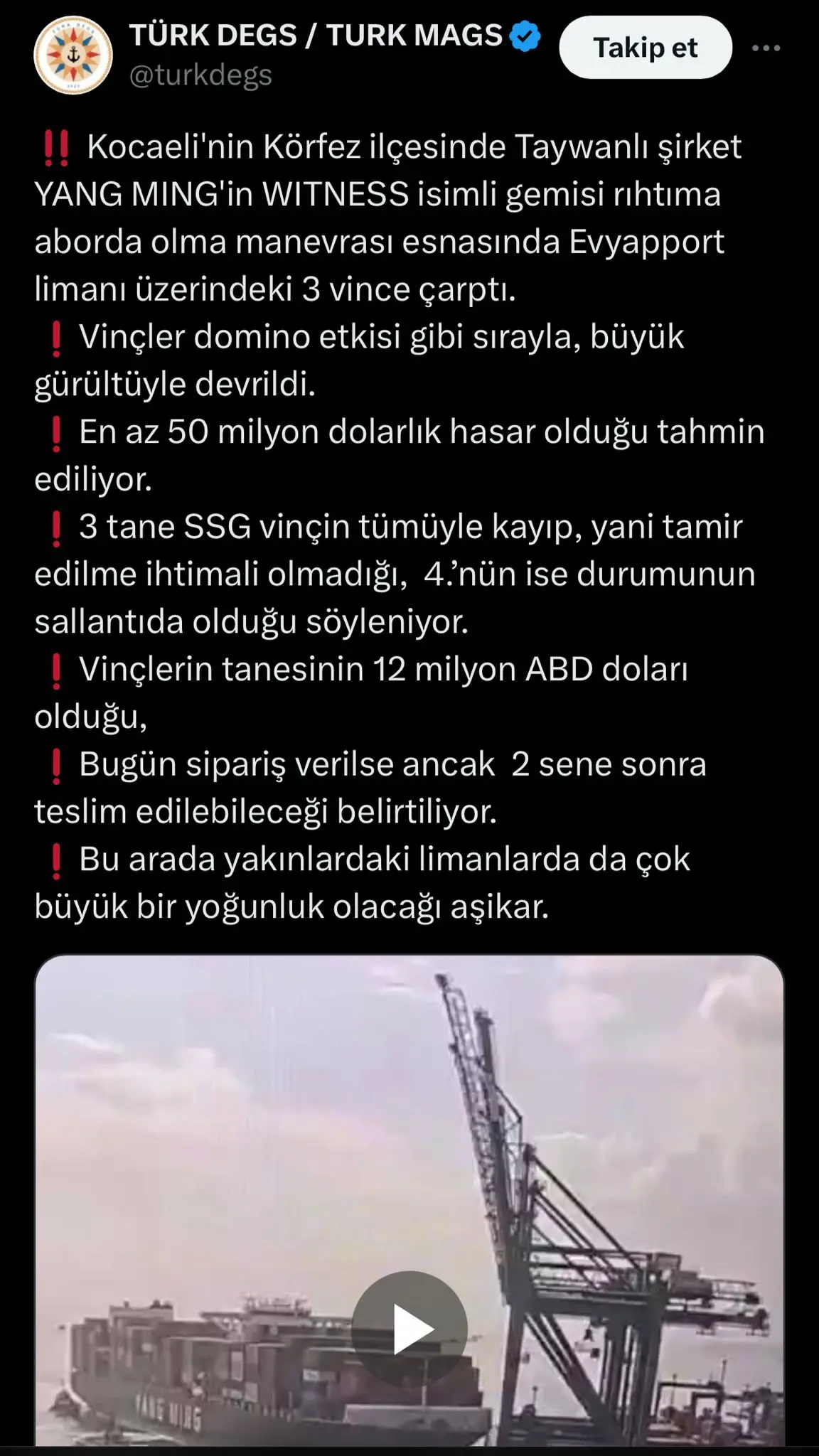 EvyapPort Liman kazasında zarar 50 Milyon Dolar diyorlar! İşte detaylar - Resim : 1