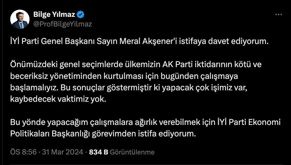 Hem istifa etti hem de Meral Akşener’i istifaya çağırdı! En yakınındaki isimlerden biriydi - Resim : 1