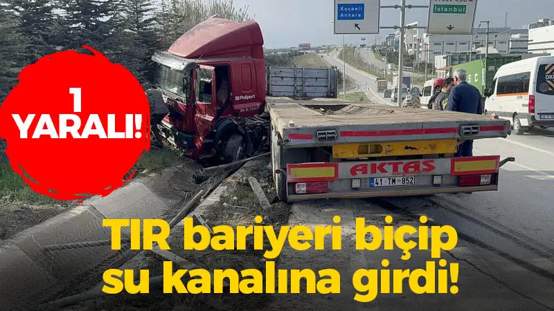 Gebze'de bariyerlere çarpan tır,