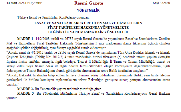 Artık ekmek ve simidin fiyatına bakanlık karar verecek! - Resim : 1