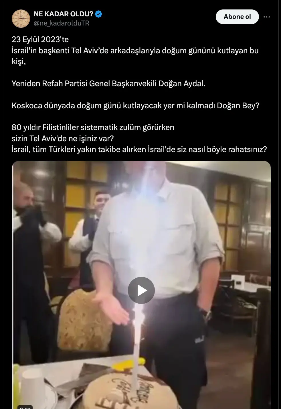 “Milli Görüşçü” Doğan Aydal’ın İsrail’deki kutlaması gündem oldu - Resim : 3