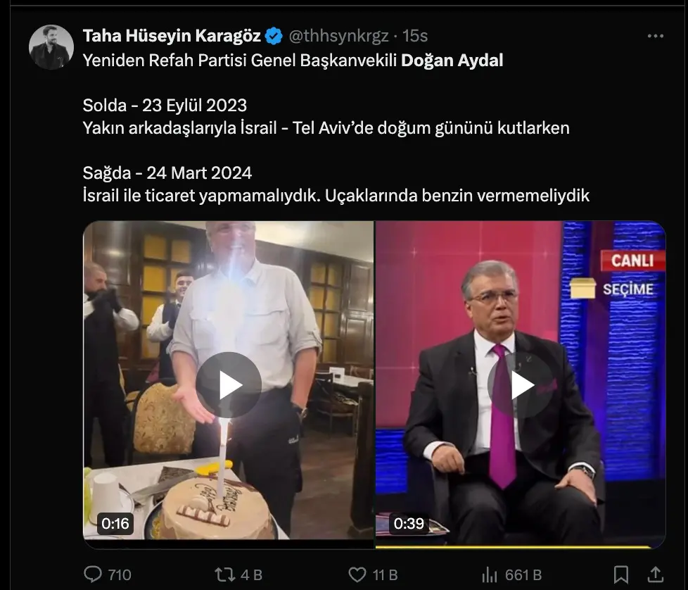 “Milli Görüşçü” Doğan Aydal’ın İsrail’deki kutlaması gündem oldu - Resim : 1