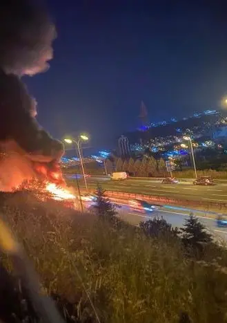 TEM’de beyaz eşya yüklü tırın dorsesi alev alev yandı - Resim : 3