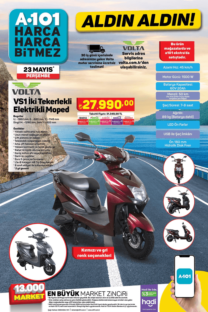 A101 AKTÜEL ÜRÜNLER 23 MAYIS PERŞEMBE ALDIN ALDIN: A101 23 Mayıs 2024 Kataloğu Volta Elektrikli Moped Geldi! 23 Mayıs A101 Kataloğu Goodwest Ankastre Set FİYAT LİSTESİ - Resim : 2