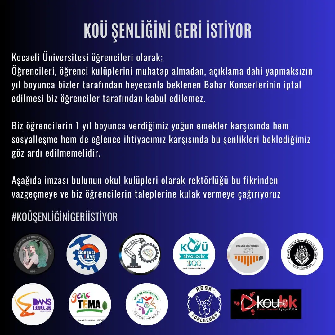 Kocaeli Üniversitesi öğrencileri iptal edilen konserler için harekete geçti - Resim : 1