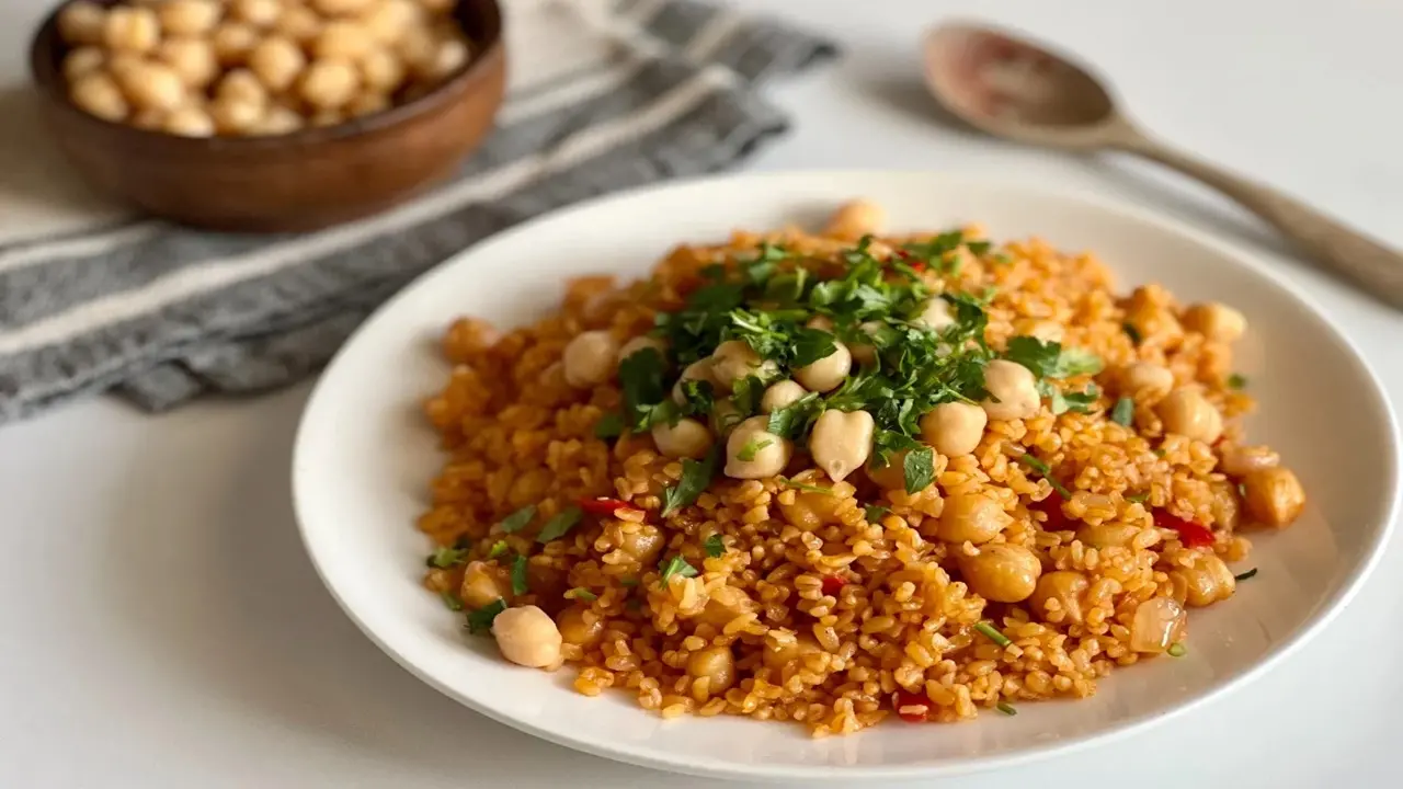 Ana yemeklerin eşlikçisi bulgur pilavını bir de böyle deneyin! Nohutlu bulgur pilavı tarifi