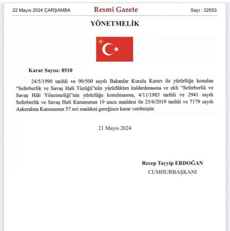 'Seferberlik ve Savaş Hali Tüzüğü'nü yürürlükten kaldırıldı mı? 'Seferberlik ve Savaş Hali Yönetmeliği' nedir? - Resim : 1