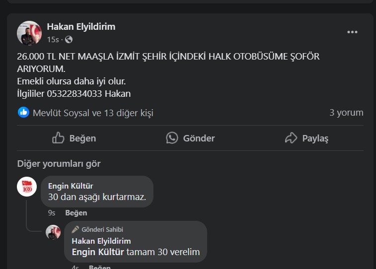 Kocaeli’de 30 bin lira net maaşla otobüs şoförü aranıyor! Yine de beğenilmedi - Resim : 1