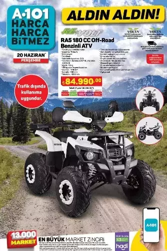 SATIŞTA! A101 AKTÜEL 20 HAZİRAN 2024- İNDİRİMLİ ÜRÜNLER A101'de bu hafta neler var? A101'e ATV Motor Geliyor! - Resim : 2