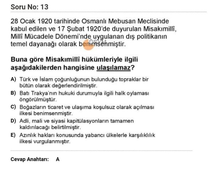 KPSS LİSANS TARİH MİSAKIMİLLİ SORUSU İPTAL OLACAK MI? 2024 KPSS Lisans Misakımilli Sorusu Cevabı! Misakımilli Hükümleri - Resim : 1