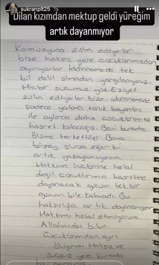 DİLAN POLAT KAYINVALİDESİ ŞÜKRAN POLAT GÖZYAŞLARINA BOĞULDU: Cezaevinden Mektup Yazan Dilan Polat Veryansın Etti! "Allah'ınızdan Bulun" - Resim : 1