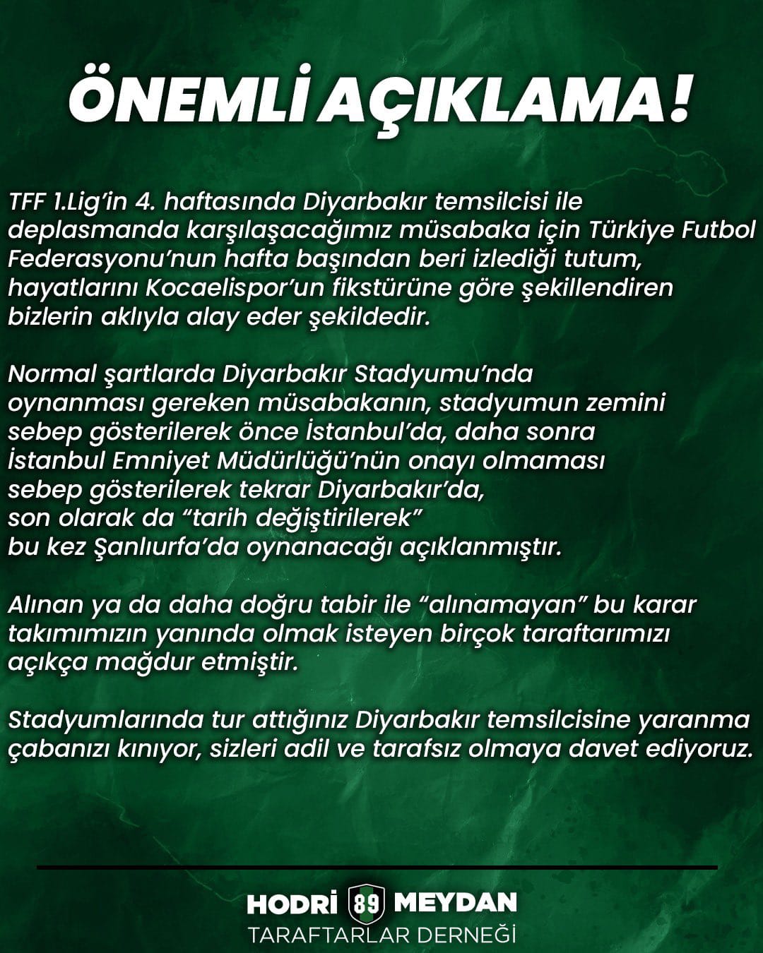 Amed SF - Kocaelispor maçının yeri tekrar değişti - Resim : 1