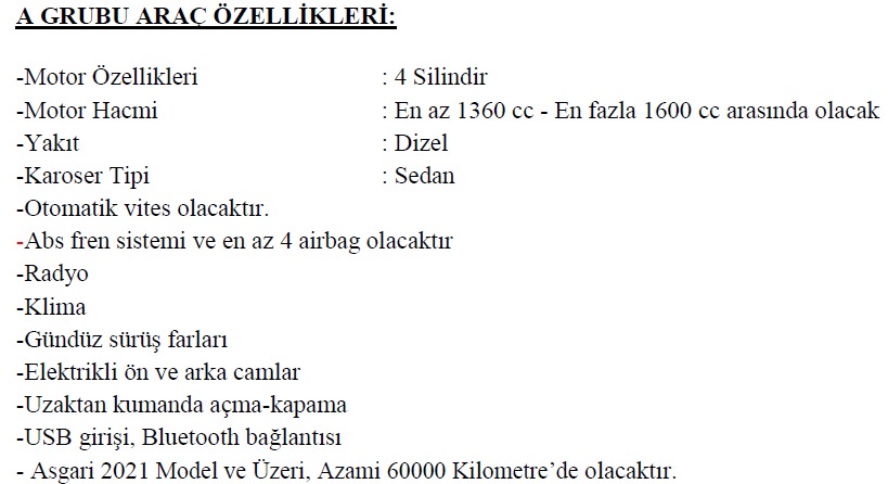 Derince Belediyesi 31 adet araç kiralayacak! İşte kiralanacak araçların model model özellikleri… - Resim : 2