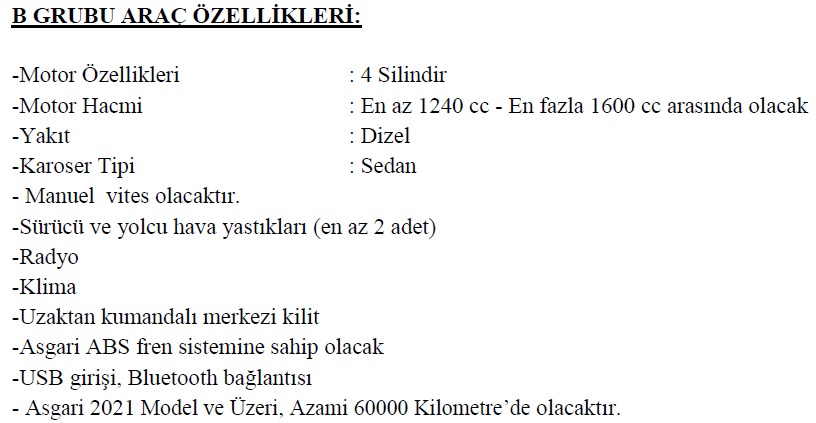 Derince Belediyesi 31 adet araç kiralayacak! İşte kiralanacak araçların model model özellikleri… - Resim : 3