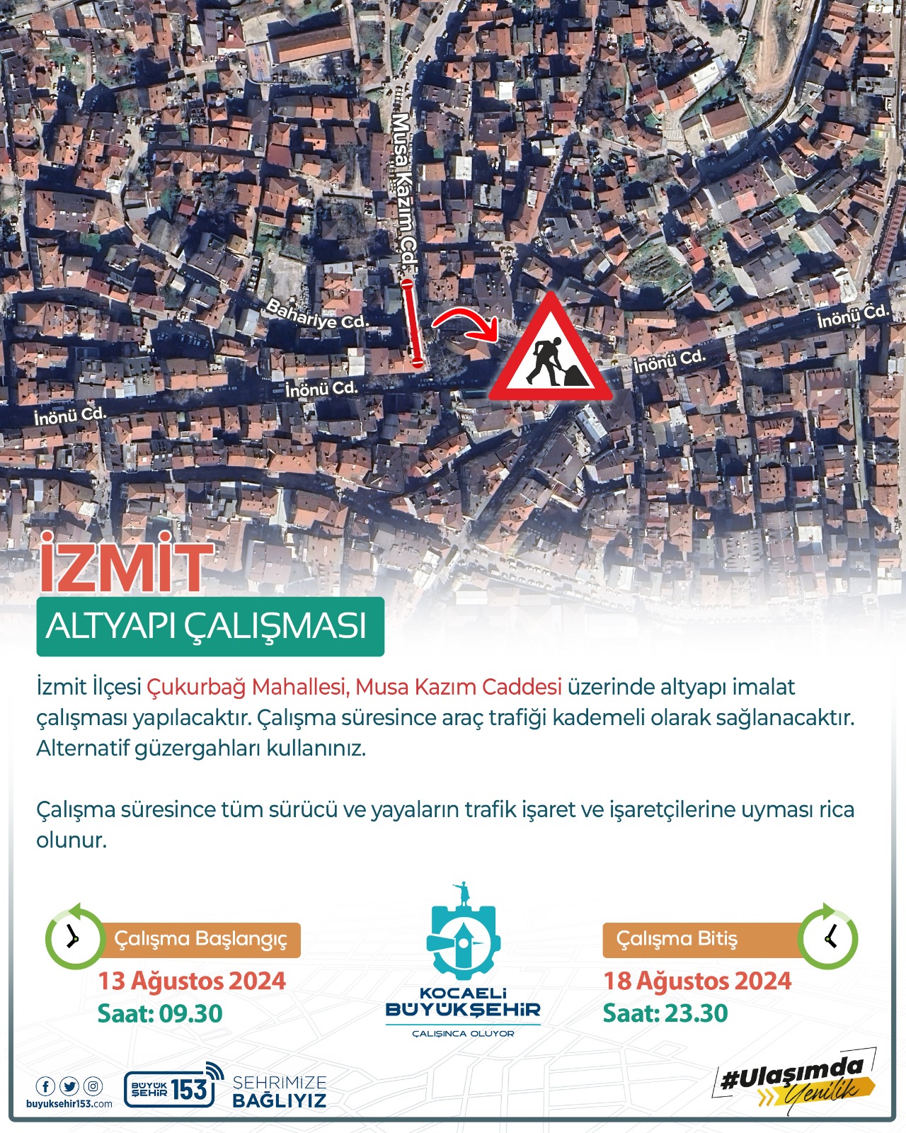 İzmit'te altyapı çalışması... O yol trafiğe kapatılacak - Resim : 1