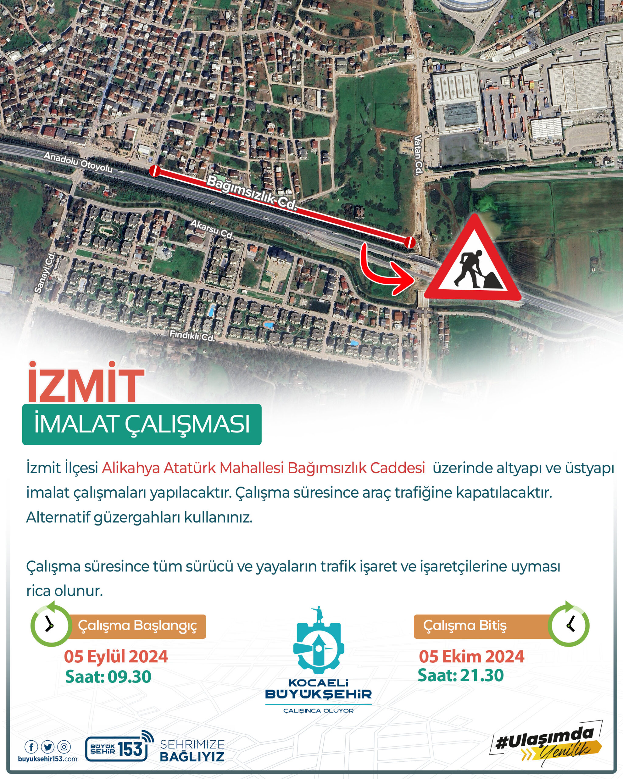 İzmit'te imalat çalışması... O yol trafiğe kapalı olacak - Resim : 1