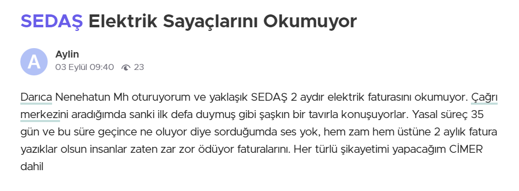 SEDAŞ'a yönelik şikayetler devam ediyor: Sayaçlar okunmuyor mu? - Resim : 1